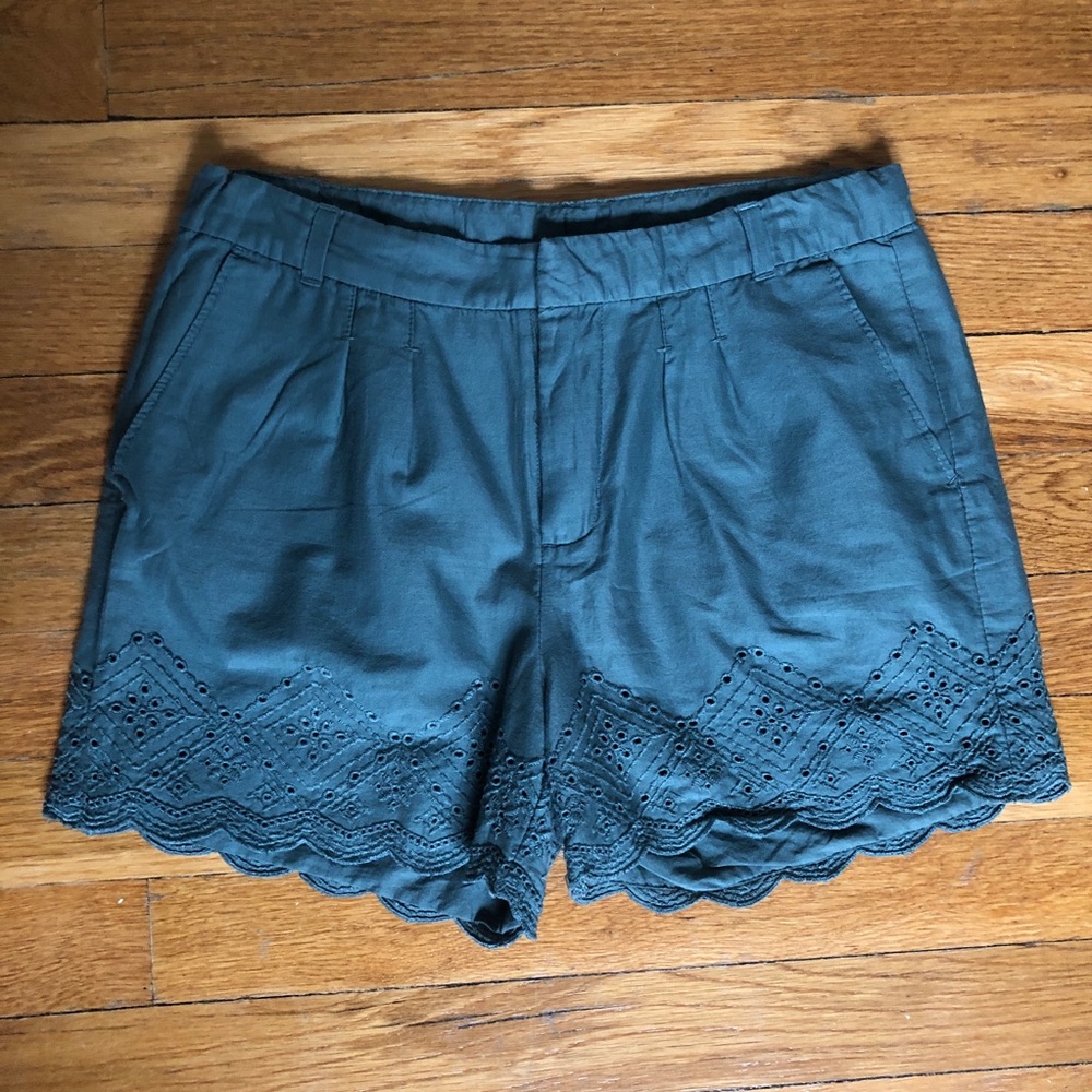 Gap Kids Green Embroidered 100% Cotton Pleated Short sz 14 fits like XXS